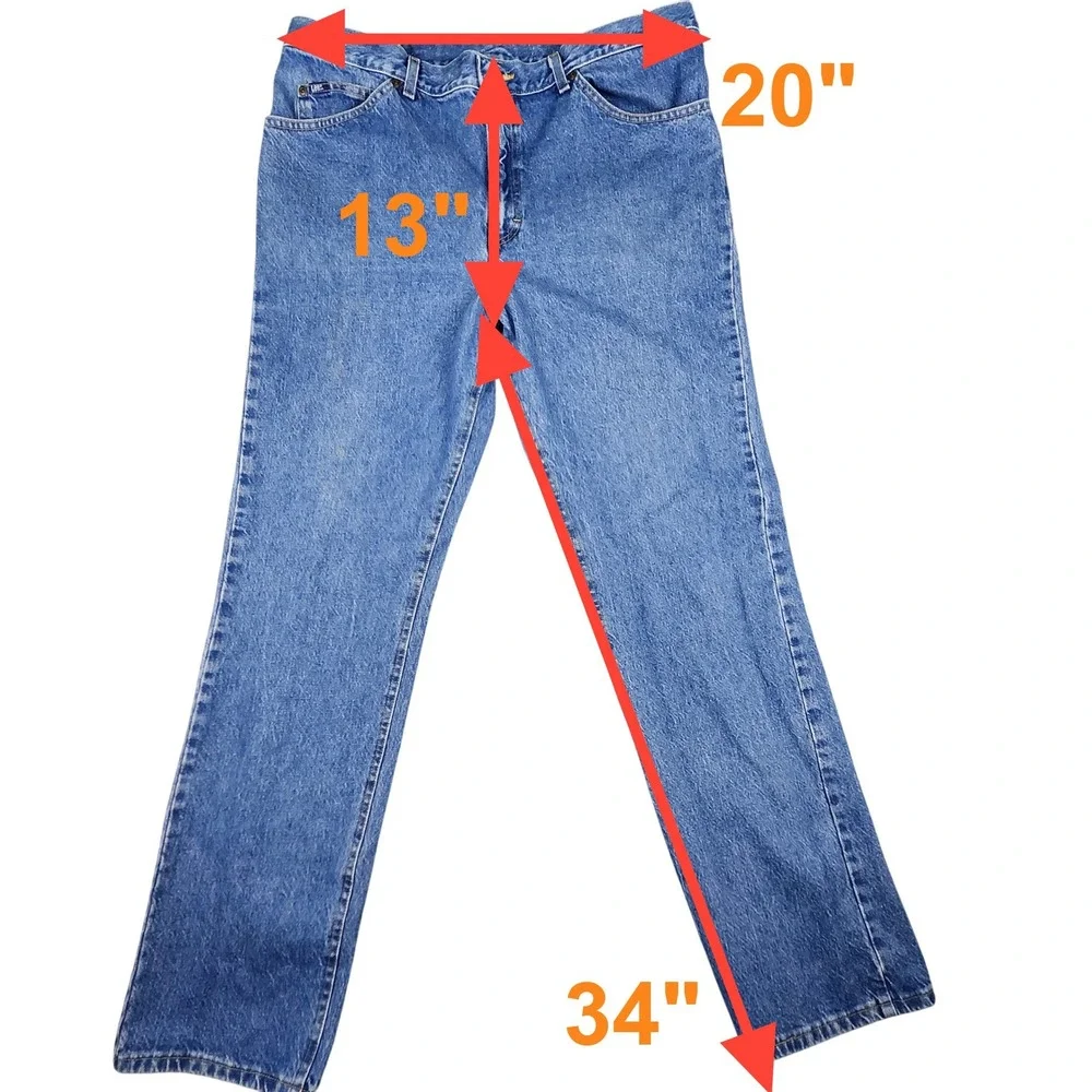 Lee Jeans Mens 40x34 Blue Denim Regular Fit Straight Leg‎ Vintage Made in USA